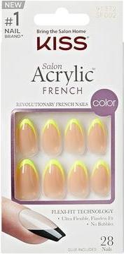 Produktbild KISS Adhesive nails Salon Acrylic French Color - Hype 28 pcs (Nagelkleber, Neon Yellow)