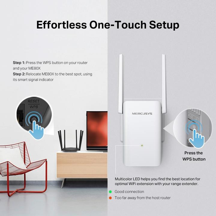 Produktbild TP-Link WL-Repeater ME80X AX3000 Wi-Fi Range Extender (2402 Mbit/s, 574 Mbit/s)
