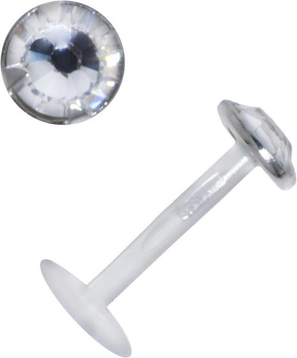 Bijouteria Piercing für Lippe/Tragus (Bioplast, Silber 925, Kristall)