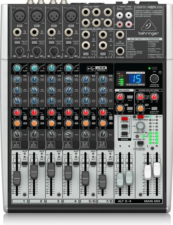 Immagine prodotto Behringer XENYX X1204USB, mixer a 8 canali con effetti e USB (Mixer da studio e live)
