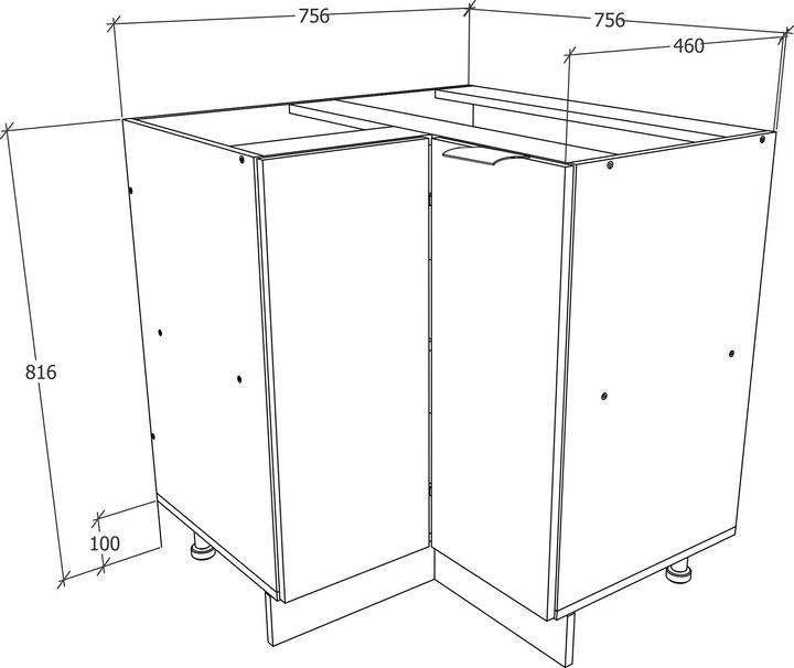 Produktbild VCM Eck Küchenschrank Unterschrank Fasola (76 x 76 x 82 cm)