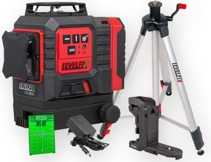 Levelfix CCL283G 3D Cross Laser - Vert - 30m - Trépied inclus