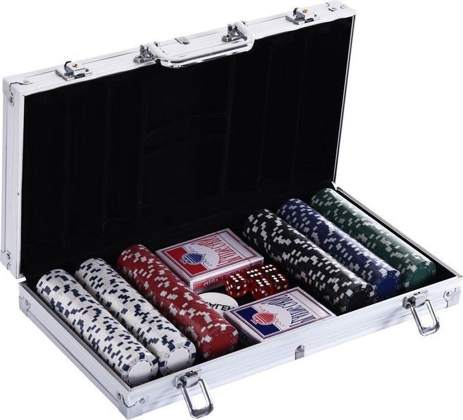 Produktbild Swisshandel24 Pokerkoffer Pokerset 300 Pokerchips 2xKartenspiel 5xWürfel 1xAlukoffer Poker Set Jetons Koffer Alu+