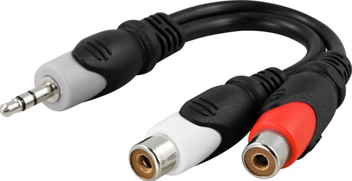 Produktbild Deltaco AA-6, 3.5mm, Männlich, 2 x RCA, Weiblich, Schwarz, Grau, Rot (0.20 m)