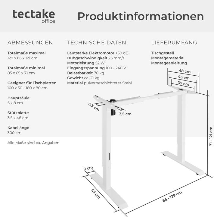 Image du produit tectake Bureau assis debout