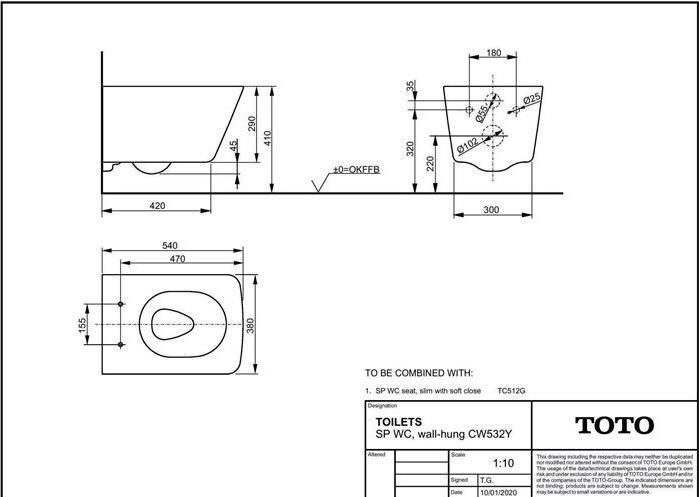 Image du produit TOTO SP WC mural profond, sans rebord blanc