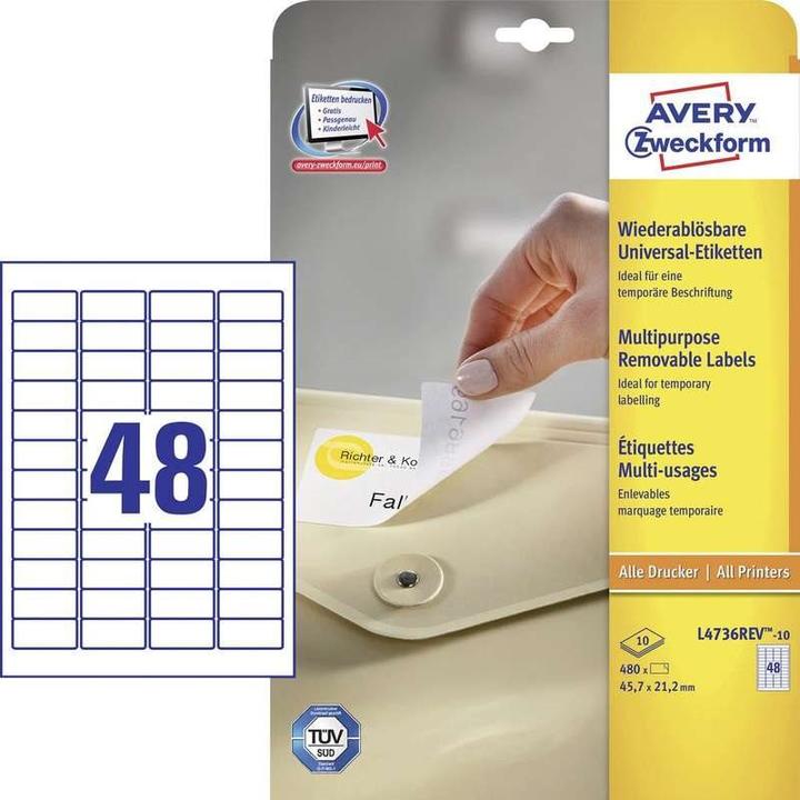 Actual product image Avery Labels, removable, home office, small pack