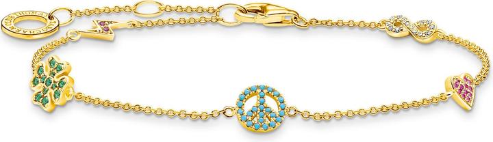 Thomas Sabo Blitz Kleeblatt Peace Herz & Infinity Armband (1.90 cm, 925 Sterlingsilber, 750 Gelbgold Vergoldung)
