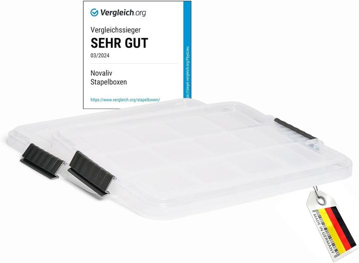 Produktbild Novaliv 2x Ersatzdeckel 28-40 Liter mit Clipverschluss 61x40 cm Transparent (61 x 40 cm)