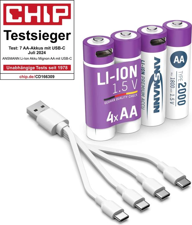 Actual product image Ansmann Li-Ion Premium battery (4 pcs., AA, 1800 mAh)