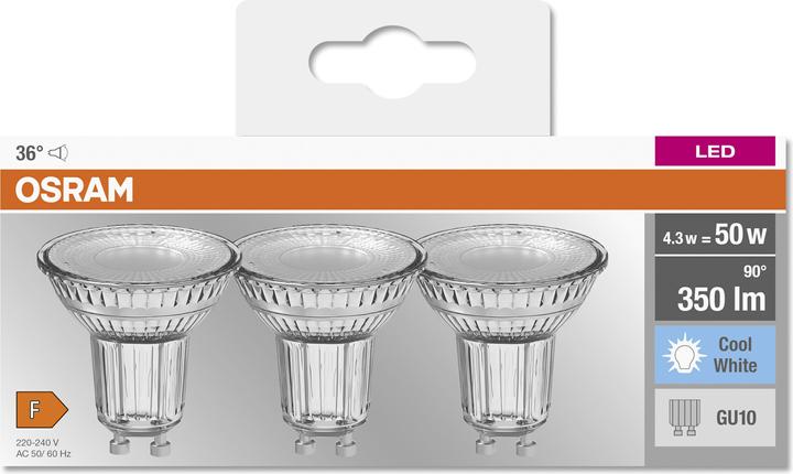 Actual product image Osram Base (GU10, 4.30 W, 350 lm, 3 x, F)