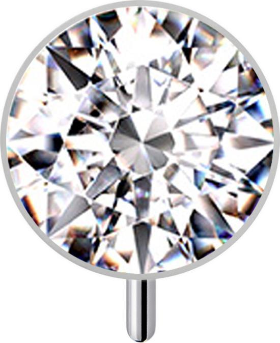 Produktbild Star Piercing Threadless Halbkugel silber front mit Kristall silber (ohne Messing, Titan G23)