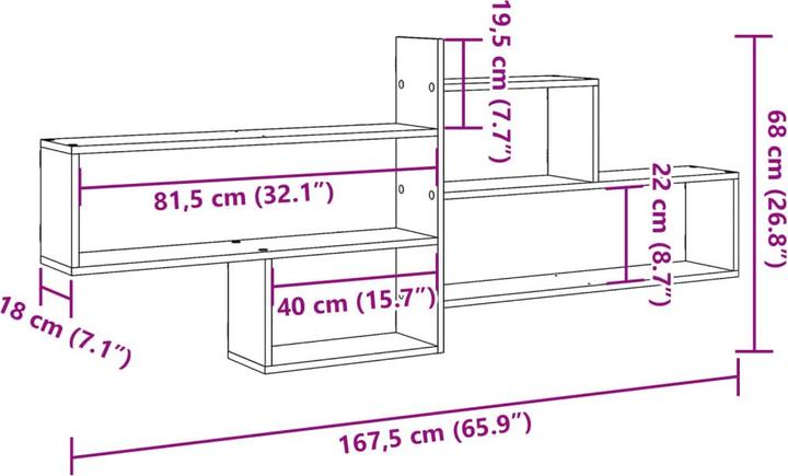 Immagine prodotto VidaXL Scaffale a muro (167,5 x 18 x 68 cm)