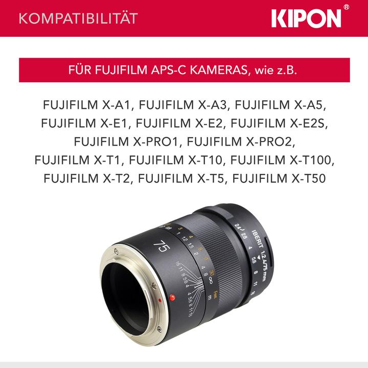 Actual product image Kipon Iberit 75/2.4 full frame Fuji X (Fujifilm X, full size)
