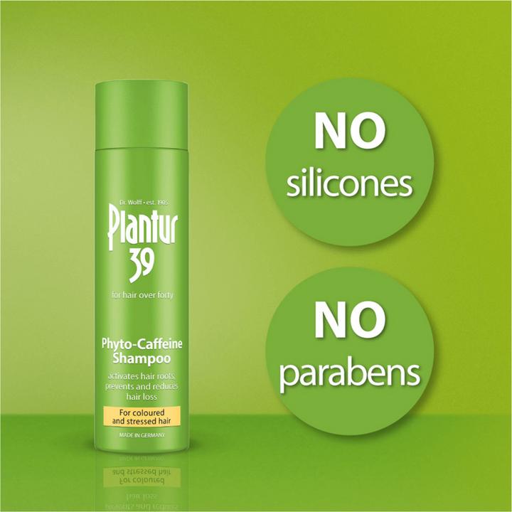 Actual product image Plantur 39 Phyto-Caffeine Shampoo For coloured and stressed hair (250 ml, Liquid shampoo)