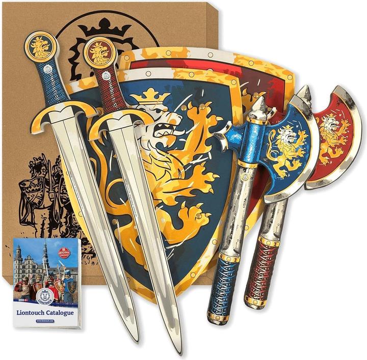 Immagine prodotto Liontouch Spade, scudi e asce giocattolo da cavaliere nobile, blu e rosso