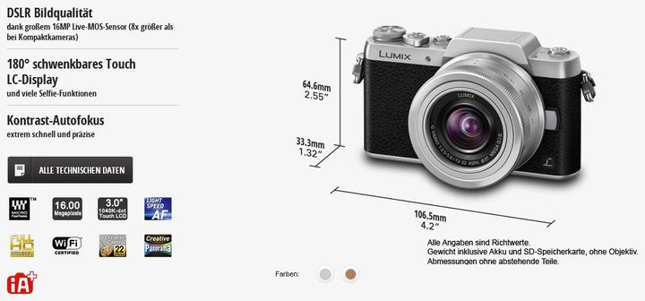 Productafbeelding Panasonic Dmc Gf7 (16 Mpx, Micro Vier Derde)