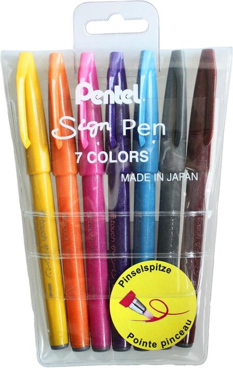 Image du produit Pentel Stylo pinceau, stylo fibre (Multicolore, 7 x)
