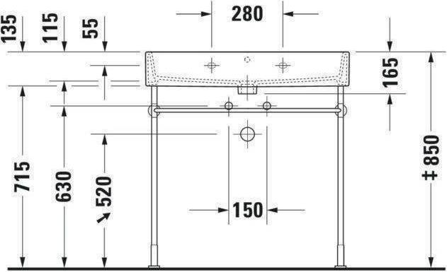 Produktbild Duravit Metallkonsole VERO höhenverst. +50mm für Waschtisch 045480 (72.5 x 42.5 x 78 cm)