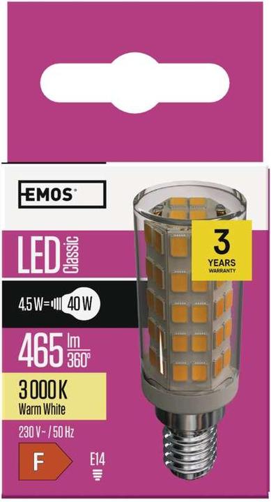 Produktbild Emos LED Lampe für Dunstabzugshaube (E14, 4.50 W, 465 lm, 1 x, F)