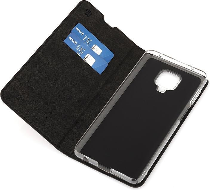 Actual product image Wave BookCase -suojakotelo, Xiaomi Redmi Note 9 Pro, musta (Xiaomi Redmi Note 9 Pro)