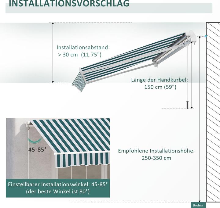 Produktbild Outsunny Gelenkmarkise mit Handkurbel (2.45 m)