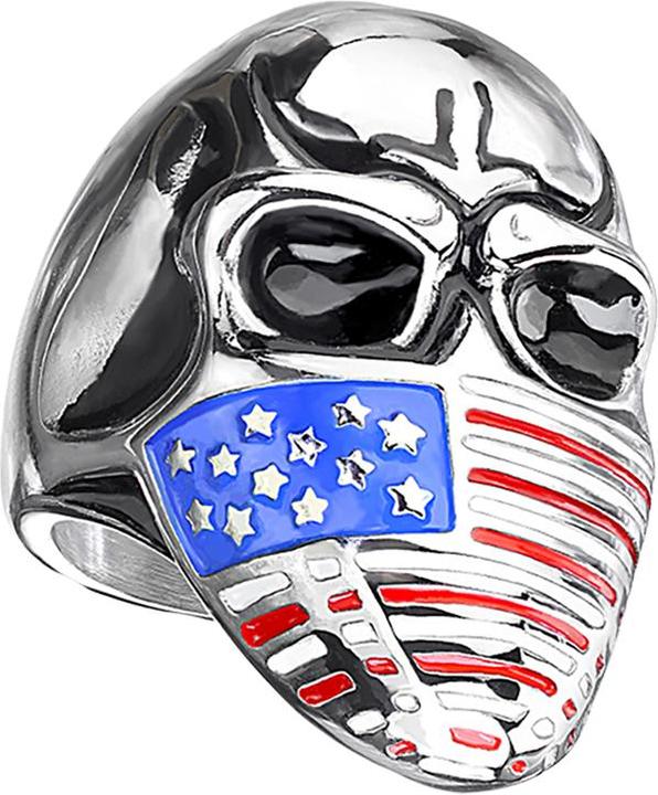 Star Piercing Ring silber Schädel mit US Gesichtsmaske (Chirurgenstahl 316L, ohne Messing)