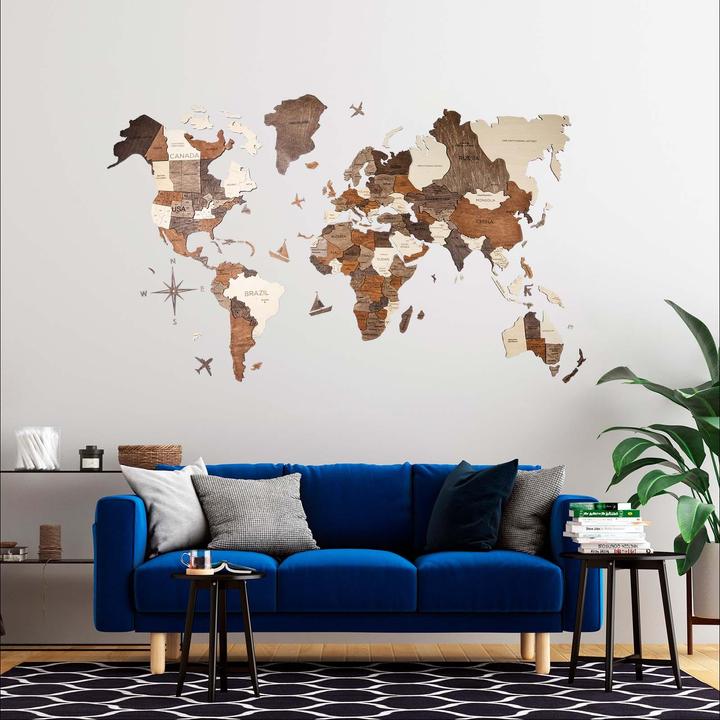 Image du produit Enjoy The Wood Carte du monde en 3D (120 x 200 cm)