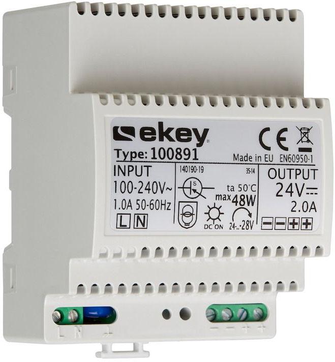 Ekey DIN rail power supply 100891 230VAC - 24V DC 2A