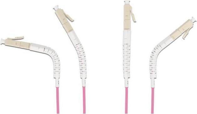 Produktbild Delock LWL Kabel LC-D > LC-D Multimode OM3 winkelbar 1,0m (CAT8.1, 1 m)
