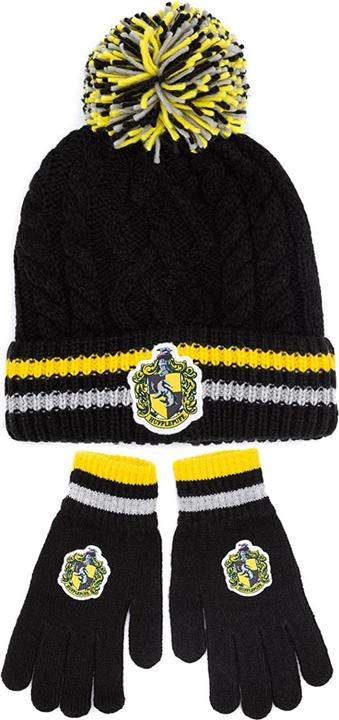Erwachsene Hufflepuff Mütze & Handschuhe Set