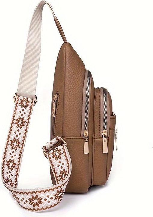 Immagine prodotto Only-Bags.Store Borsa da petto vintage con tasche multiple e chiusura a zip, borsa a tracolla casual sportiva