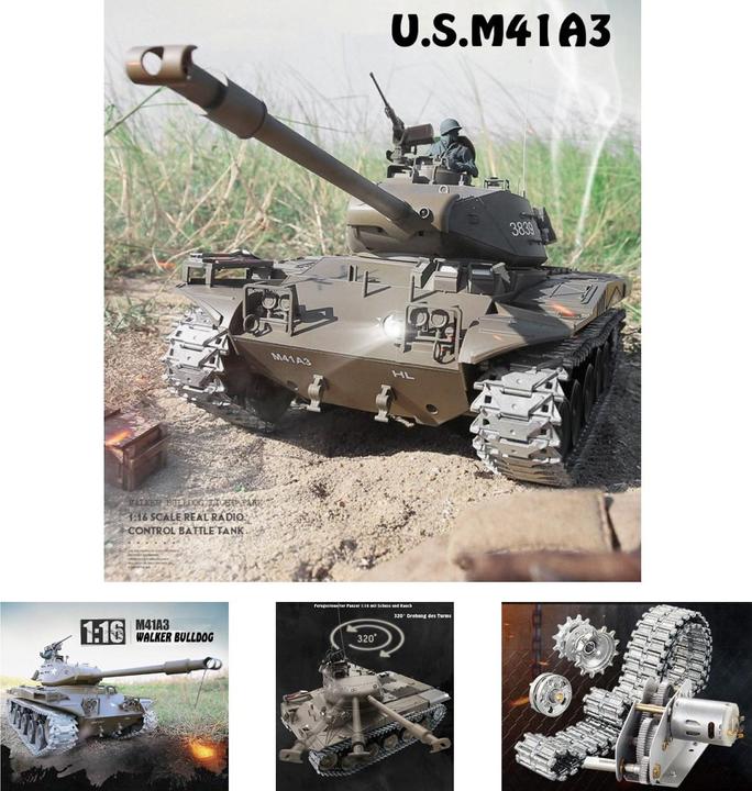 Produktbild Es-toys RC Panzer M41 A3 "WALKER BULLDOG" Heng Long 1:16 Mit R&S, Metallgetriebe Und Metallketten... (RTR Ready-to-Run)