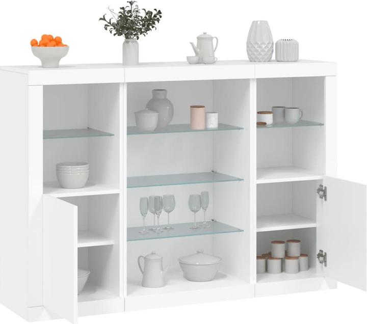 Produktbild VidaXL Sideboards mit LED-Leuchten 3 Stk. Weiss (142.5 x 37 x 100 cm)
