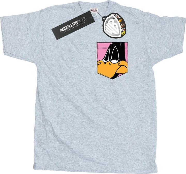 Looney Tunes Daffy Duck Face Faux Pocket TShirt (L)