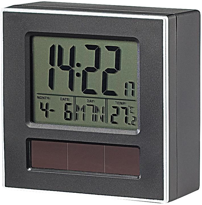 Produktbild Infactory Solar-Funkwecker mit Beleuchtung, Kalender & Thermometer
