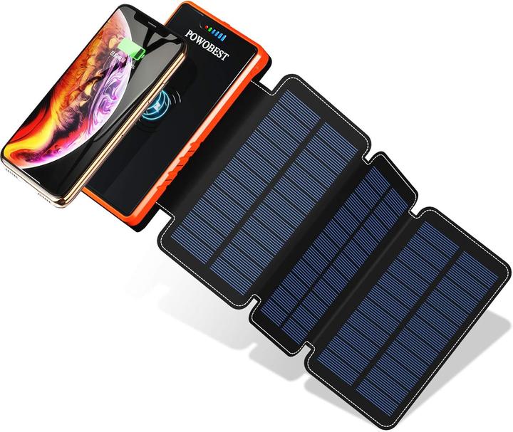 Produktbild Powobest Solarladegerät 20000 mAh mit Dual USB Schnellladung (20000 mAh, 10.50 W)