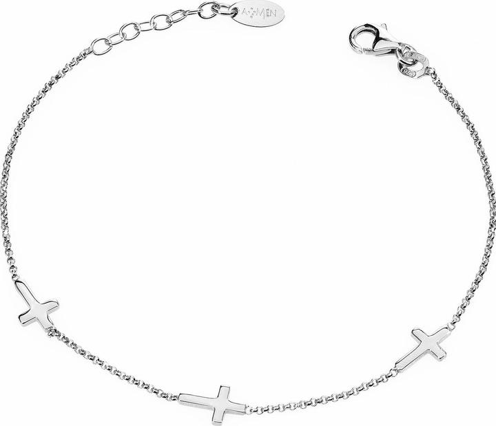 Amen Pray & Love Crosses Armband (17 cm, 925er Silber)
