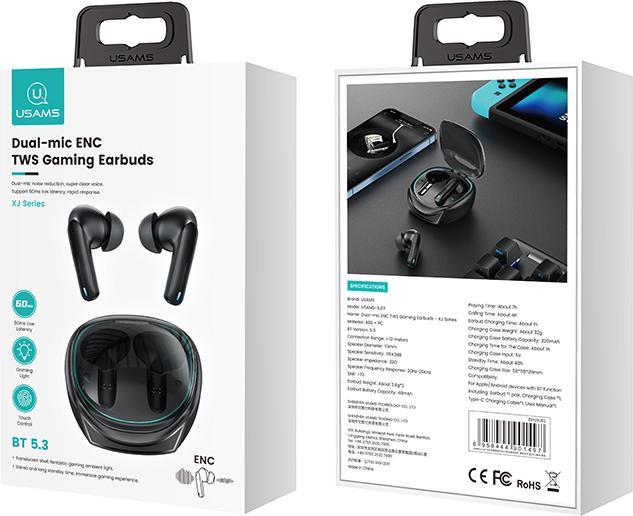 Actual product image Usams Dual-Mic Gaming Wireless Headphones - Black (Wireless)