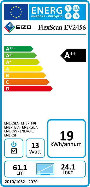 Label énergétique Eizo EV2456 FlexScan (1920 x 1200 pixels, 24")