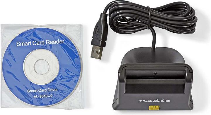 Produktbild Nedis RDRU2SM3BK Intelligenter Kartenleser, Schwarz, USB 2.0 (USB 2.0)
