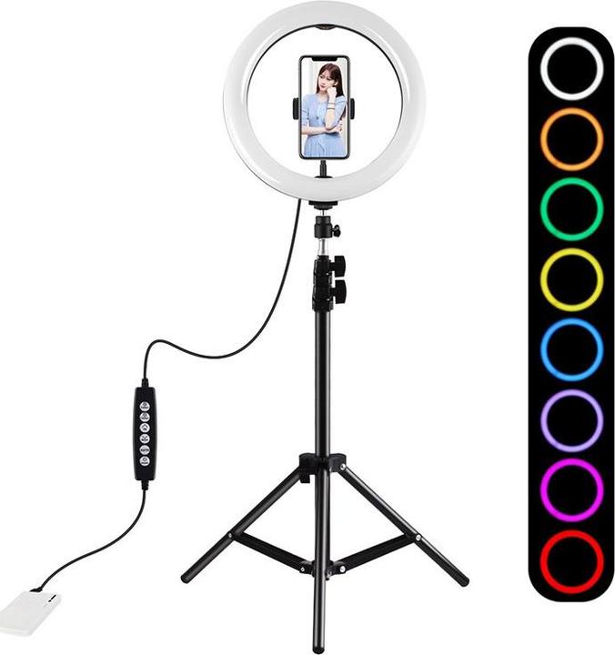 Actual product image Puluz 1.1m Tripod Mount + 26cm RGBW LED Ring Vlogging PKT3044 (Ring light)