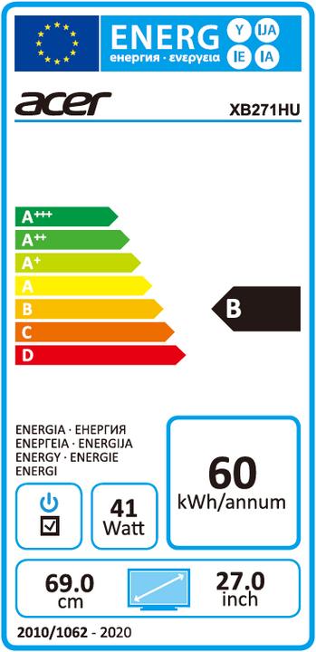 Energie-Label Acer Predator XB271HU (2560 x 1440 Pixel, 27")
