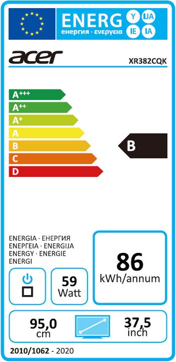 Energie-Label Acer Xr382cqk (3840 x 1600 Pixel, 37.50")