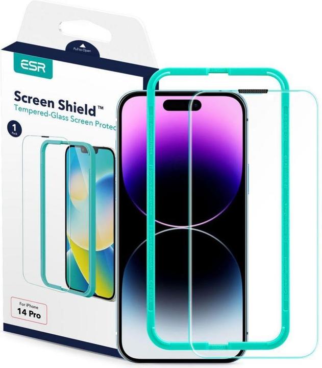 Actual product image ESR Tempered Glass Screen Shield Iphone 14 Pro Clear (1 Piece, Apple iPhone 14 Pro)