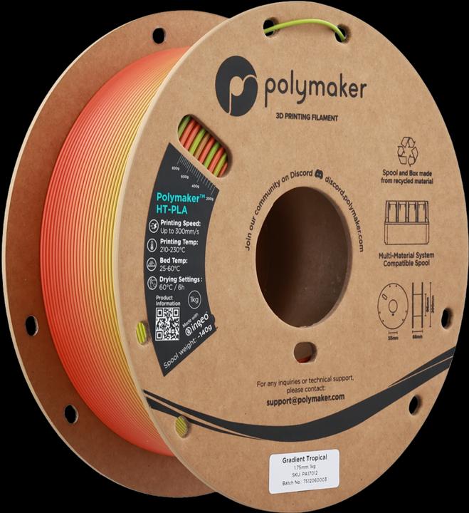 Polymaker HT-PLA Gradient (PLA, 1.75 mm, 1000 g, Mehrfarbig)