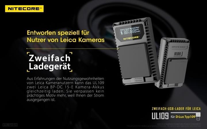 Produktbild Nitecore UL109 - für Leica Cameras (Kamera Akku Ladegerät)