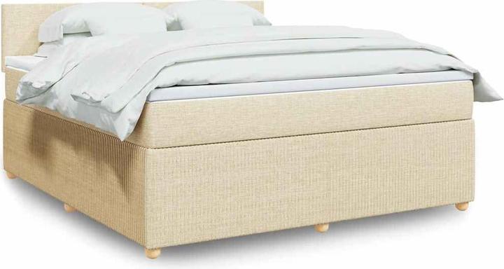 Produktbild VidaXL Boxspringbett Doppelbett Polsterbett Bett Matratze Creme 180x200cm Stoff (180 x 200 cm, 180 x 200 cm)