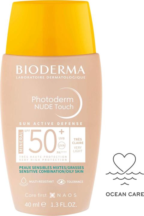 Actual product image Bioderma Photoderm Nude Touch Mineral SPF50+ très claire (Sun cream face, SPF 50, 40 ml)