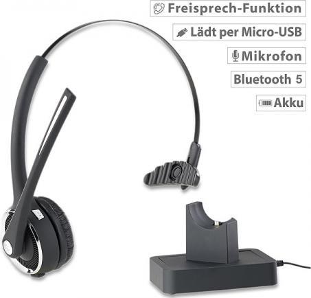 Produktbild Callstel Profi-Mono-Headset mit Bluetooth, Geräuschunterdrückung, 15-Std.-Akku (Kabellos)